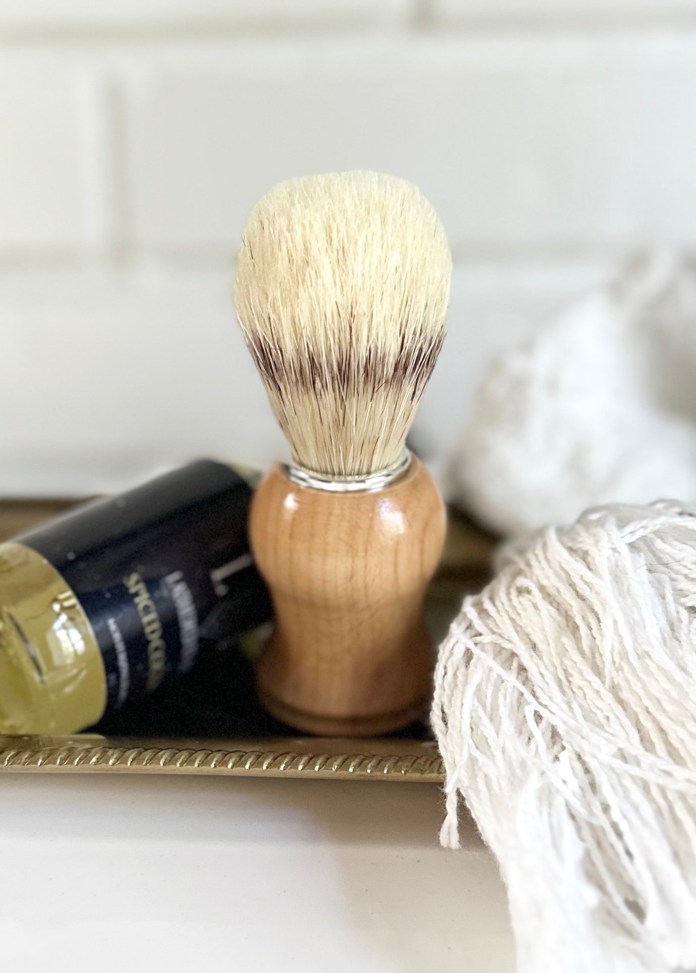 BOAR BRISTLE SHAVE BRUSH WOOD Lathered In Love LLC