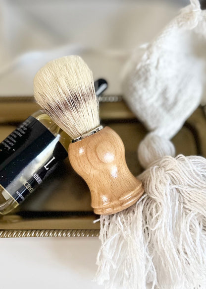 BOAR BRISTLE SHAVE BRUSH WOOD Lathered In Love LLC