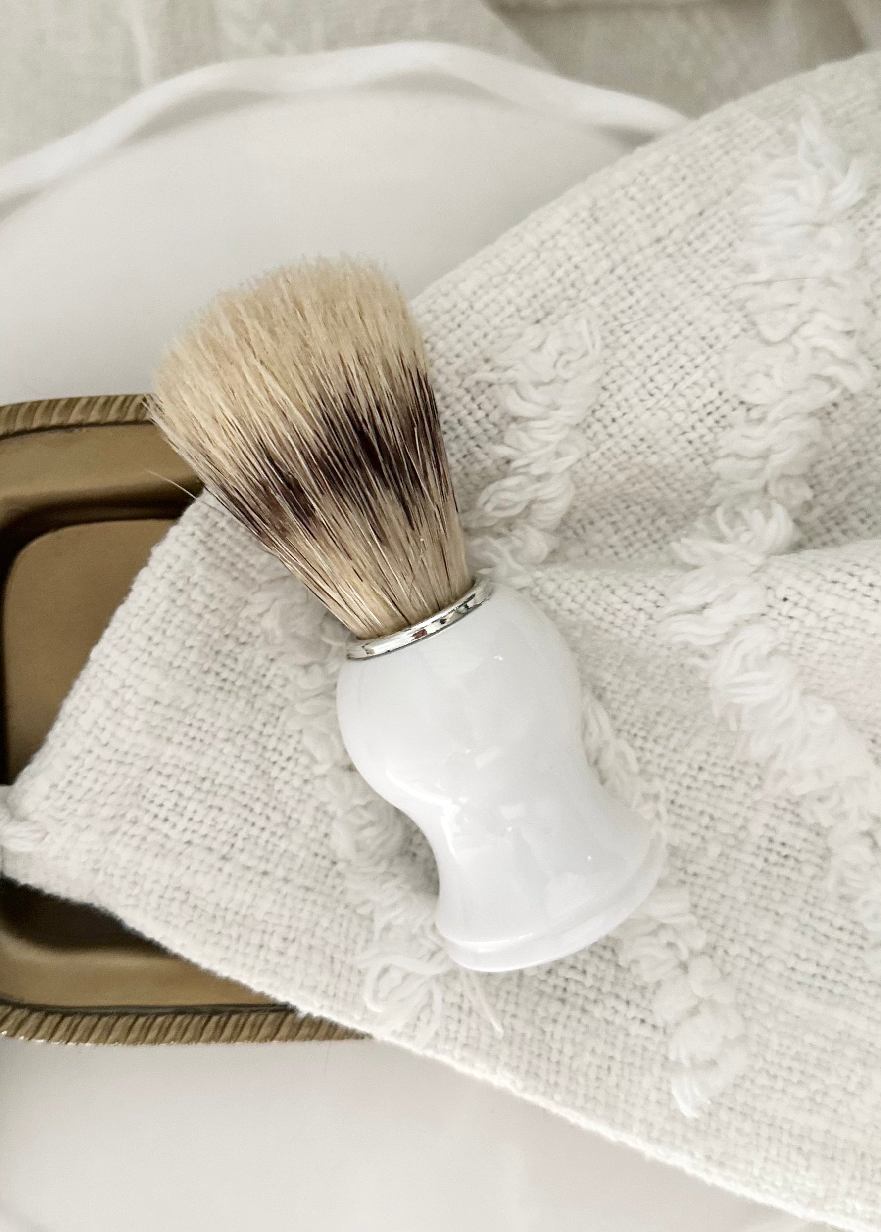 BOAR BRISTLE SHAVE BRUSH WHITE Lathered In Love LLC