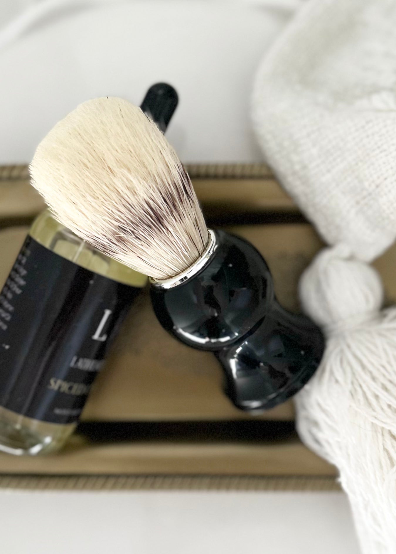 BOAR BRISTLE SHAVE BRUSH BLACK Lathered In Love LLC